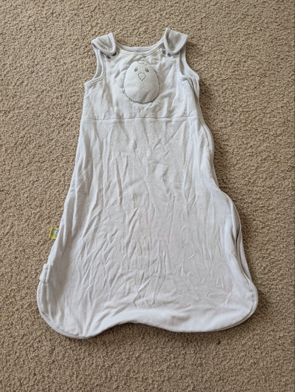 Nested Bean Cream Sleep Sack with Weighted Chick Appliqué To Mimic Touch